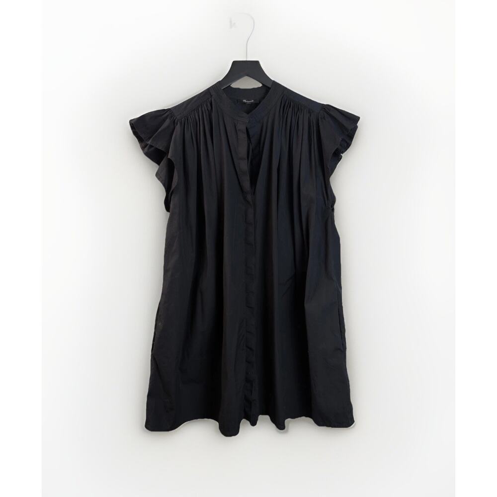 Madewell Flutter Sleeve Button Front Mini Dress Women's Medium - Picture 2 of 9